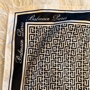 Balmain Black and White Geometric Logo Scarf
